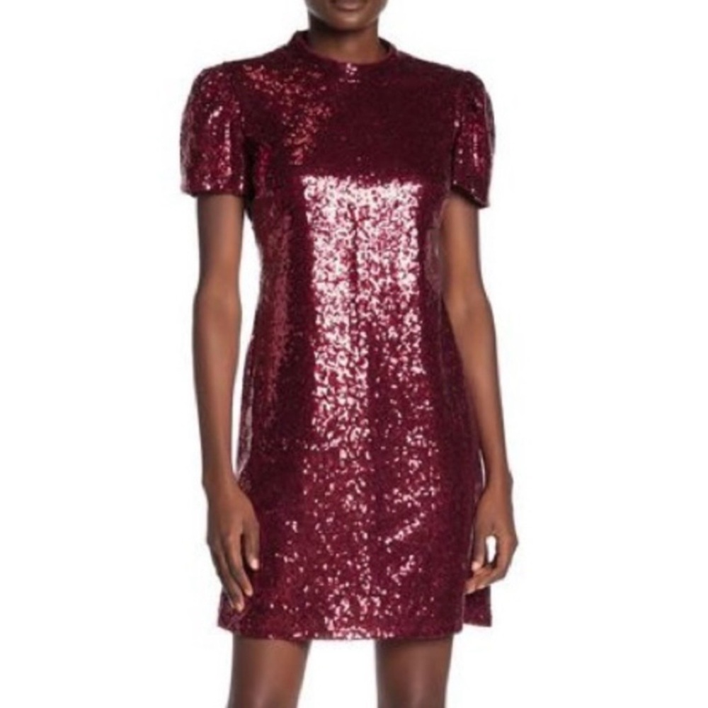 Marina Cranberry Puff Sleeve Mini Dress - NWOT